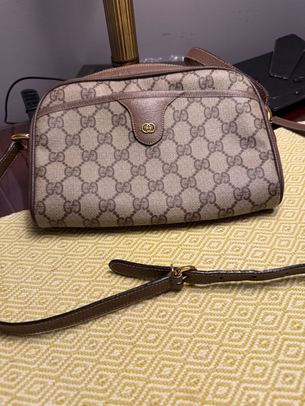 Gucci Beige Brown GG Supreme Crossbody Bag